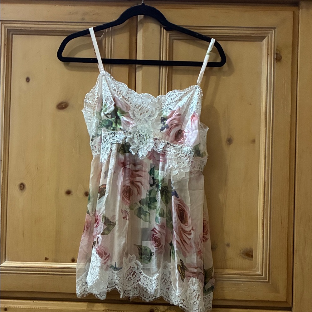Dolce & Gabbana Pink Floral Lace Camisole